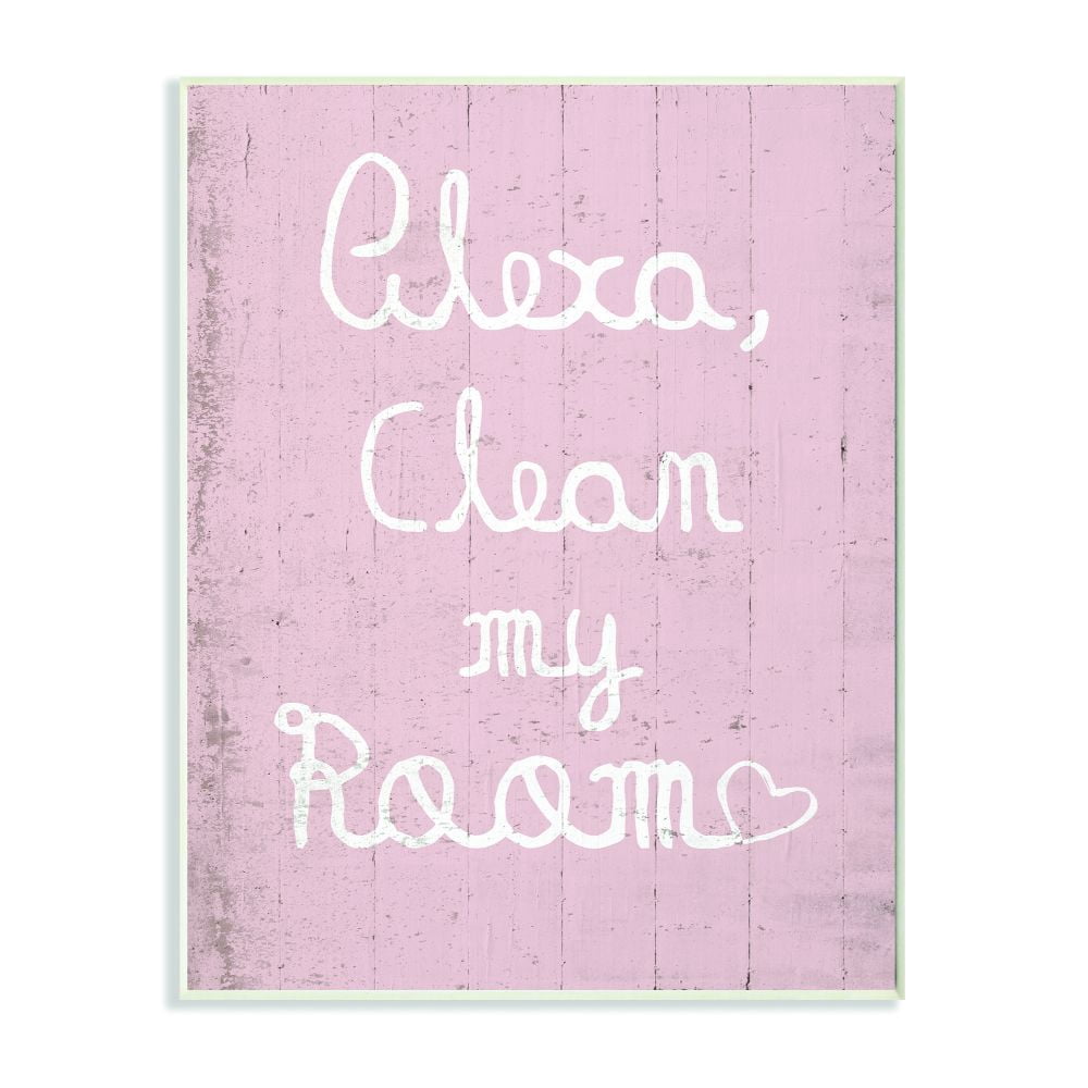 The Kids Room by Stupell Alexa Clean My Room Pink Kids Funny Word Design Wall Plaque by Daphne Polselli