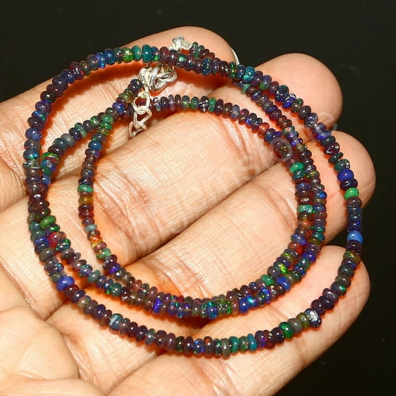 ROYALGEMSTONE Ethiopian Opal Gemstone Fire Opal Beads Beaded Necklace