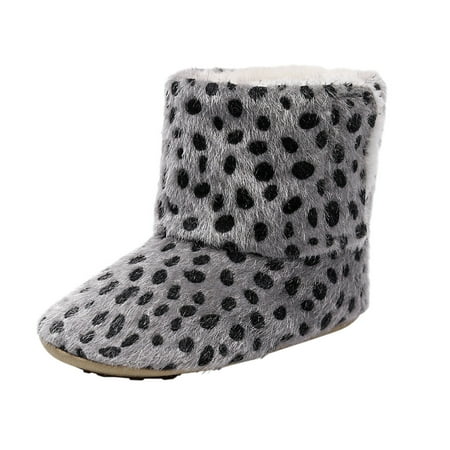 

ASEIDFNSA Toddler Snow Boots Excel Booties Cotton Snow Boots Printed Girls Walkers First Warm Soft Leopard Shoes Baby Plush Baby Shoes