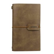 Travel Journal Notebook Vintage Retro Handmade Leather Lined Journal Refillable Note Book for Taking Notes by ai-natebok, 4.72 X 7.87inch (White Coffee) White Coffee