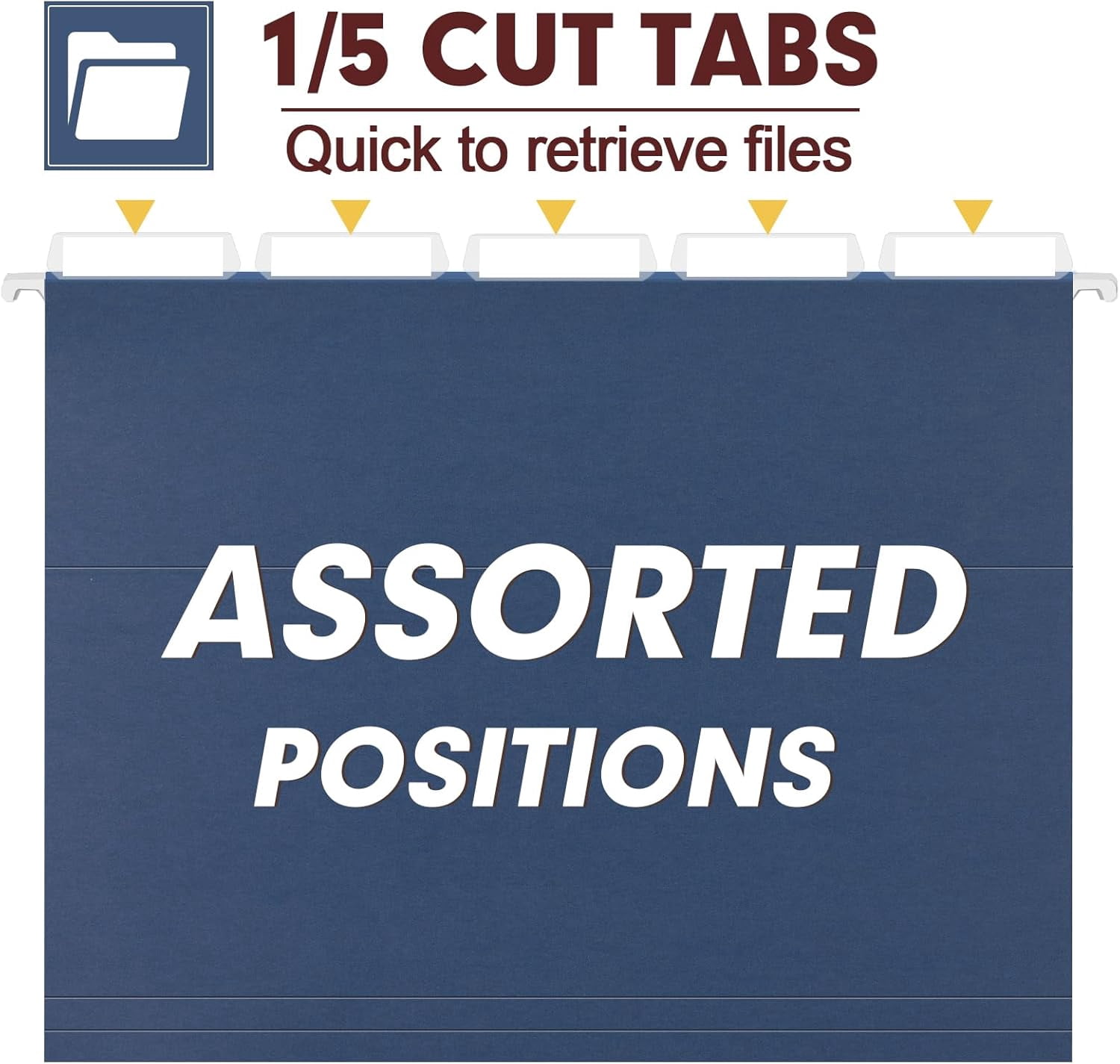 Hanging File Folders, 30 Pack Reinforced Letter Size Hanging Folders, Designed for Bulky Files, Filing Cabinet, 1/5-Cut Adjustable Tabs (Blue)