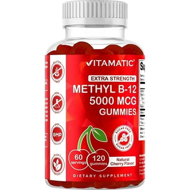 Vitamatic Vitamin B12 5000 Mcg 120 Gummies - Energy & Nervous System Support - Non-GMO & Gluten Free