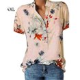 thumbnail image 2 of Sonducket Camisa de mujer Blusa casual estampada Cuello en V Top de manga corta Prendas para la parte del cuerpo Albaricoque 4XL Sonducket AP002115-23, 2 of 5