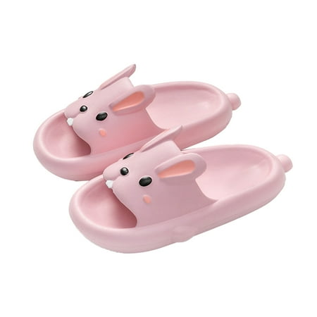 

huanledash 1 Pair Indoor Slippers Cartoon Rabbit Shape Non-slip Open Toe Soft Sole Daily Wear Shock Absorption Women Summer EVA Sandals Home Supplies