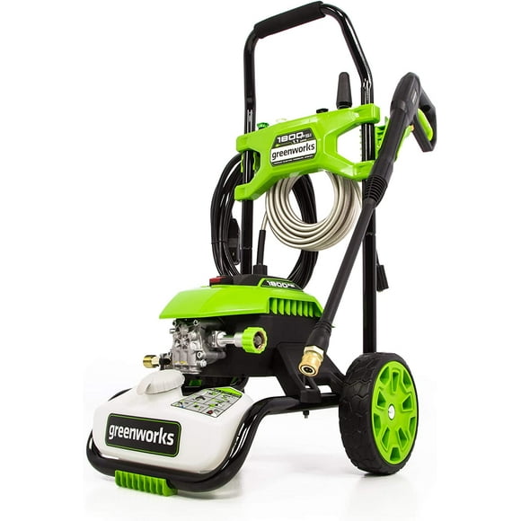 Greenworks 1800 PSI 1.1 GPM Cold Water Electric Pressure Washer, High Pressure Hose, 25°,40°, Soap and Turbo Nozzles
