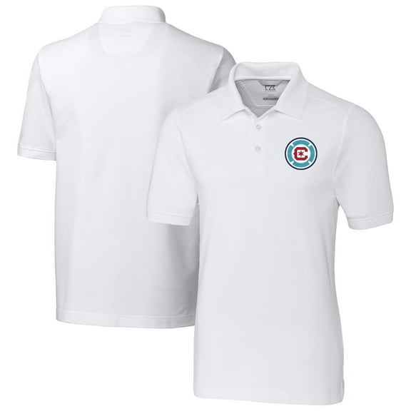 Men's-Cutter & Buck  White Chicago Fire Advantage Eco Tri-Blend Pique Polo