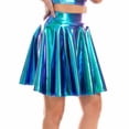 thumbnail image 2 of Women's Sexy Pleated Mini Skirt, High Waist Bodycon Short Skirt, Party Club Skirt for Stage Performance, Night Out and Dance,Blue,M, 2 of 7