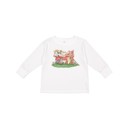 

Inktastic Cute Farm Animal Wagon Gift Toddler Boy or Toddler Girl Long Sleeve T-Shirt