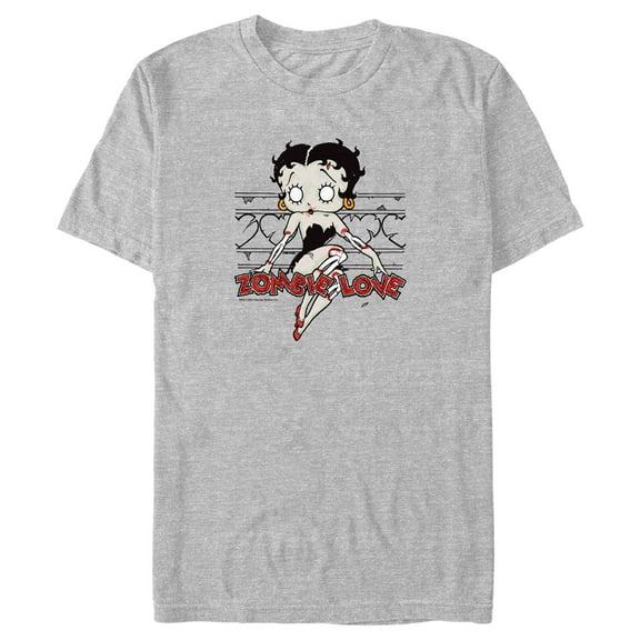 Men's Betty Boop Halloween Zombie Love Graphic Tee Athletic Heather 3X Large