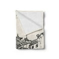 thumbnail image 2 of City Old Houses Soft Flannel Fleece Blanket, Singapore China Town Drawing in Vintage Style with Hand Lettering, Cozy Plush for Indoor and Outdoor Use, 50" x 70", Eggshell and Black, by Ambesonne, 2 of 5
