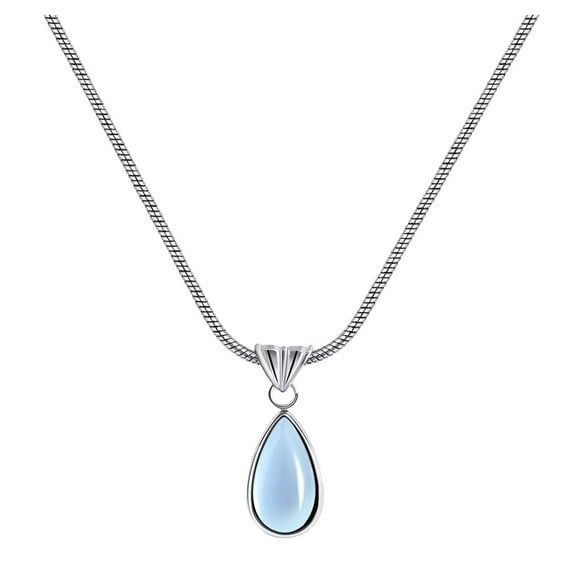 Hearth & Gear Blue Teardrop Pendant Necklace Aquamarine Necklace Women's Fashion Womens Necklaces Fashion Rose Letter Necklace Women Initial Necklace Charm Pendant Necklace Hold Necklace Letter