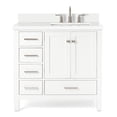 thumbnail image 2 of Ariel Cambridge 37 In. Right Offset Rectangle Sink Vanity With White Quartz Countertop In White, 2 of 10
