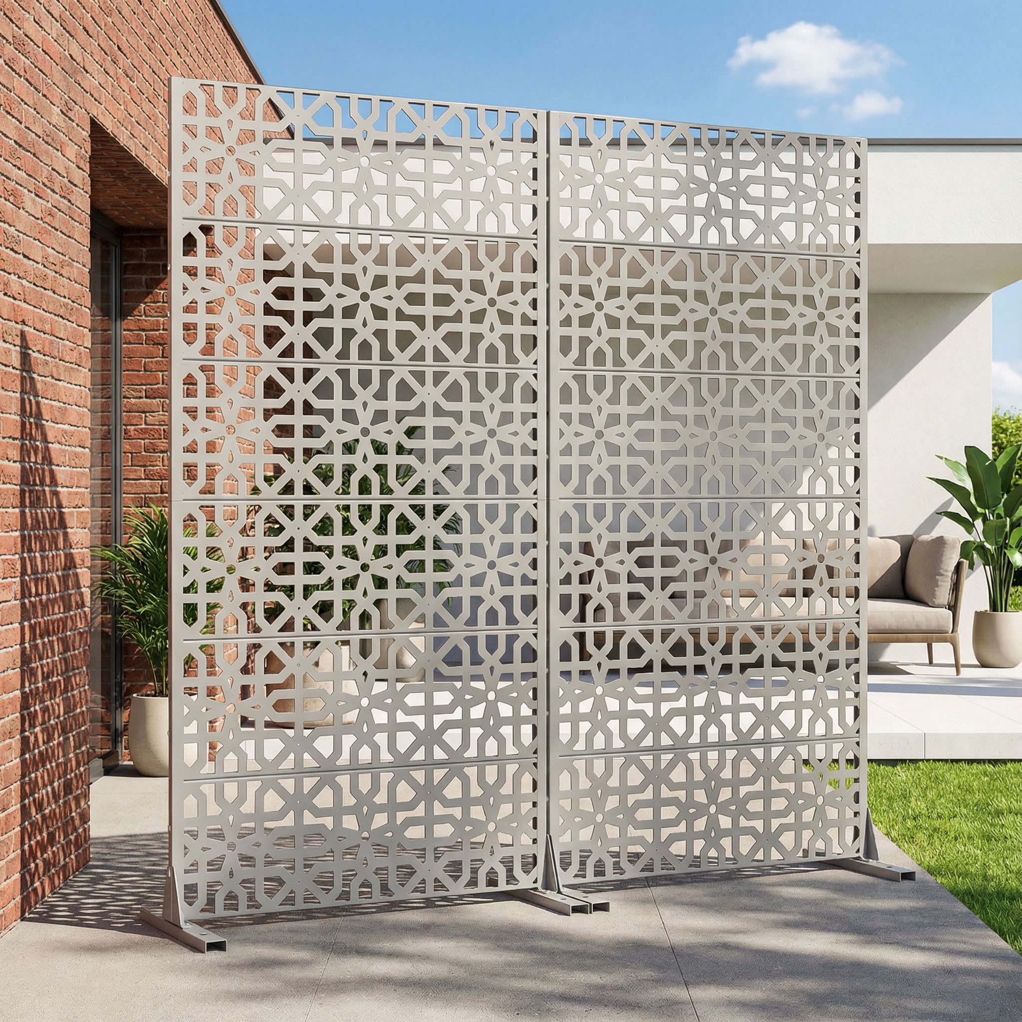 MAYEERTY 72*35in Outdoor Privacy Screen, Hot Tub Area Metal Privacy Fence, Privacy Panel for Patio, Balcony, Backyard, Garden