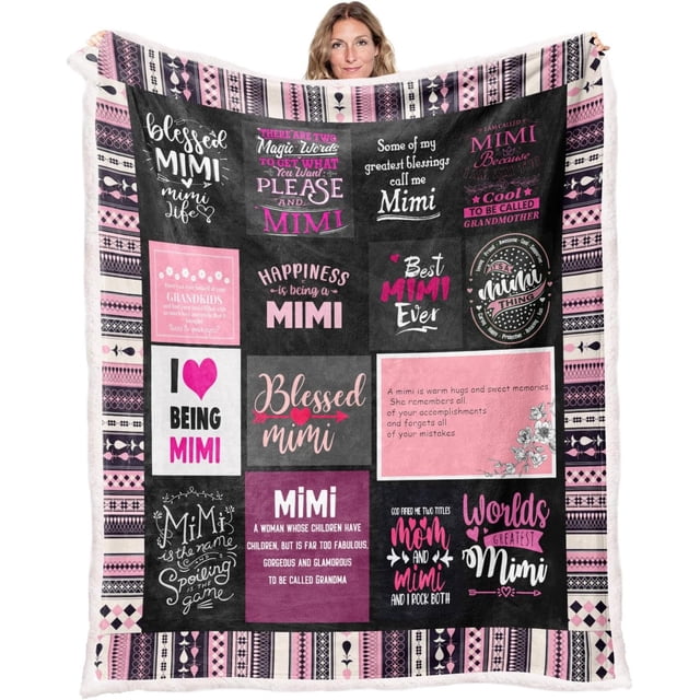 LHSHID Best Mimi Blanket Gifts for Mimi from Grandaughter Gifts for Mimi from Grandkid Best Mimi Ever Blanket Christmas Mothers Day Birthday Present for Mimi from Grandson Throw Blanket