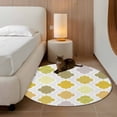 thumbnail image 2 of Round Area Rug 3 Ft, Yellow Orange Moroccan Washable Non-Slip Circle Carpet for Living Room/Bedroom, Vintage Boho Geometric Pattern Gray Low-Profile Small Floor Mats Collection Rugs for Indoor, 2 of 8
