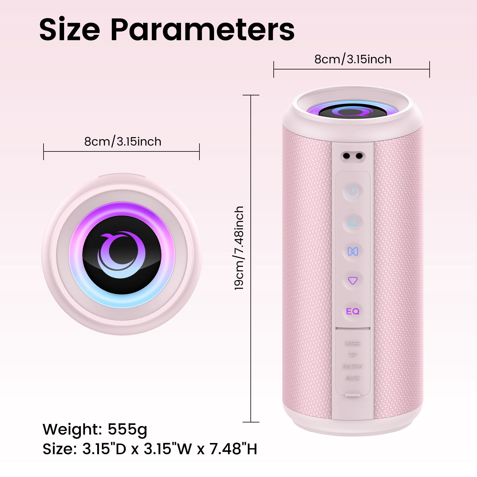 Cillso Portable Bluetooth Speaker, 2026 Bluetooth 5.4, 20W HD Stereo Sound, 20H Playtime, RGB LED Lights, IPX7 Waterproof, TWS Pairing, Wireless Outdoor Speaker for Home, Party, Camping (Pink)