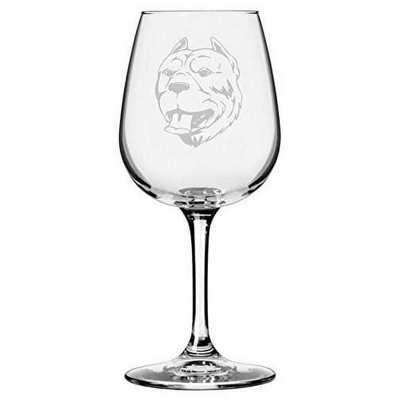 American Pit Bull Terrier APBT Dog Themed Etched 12.75oz Libbey Wine Glass