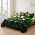 thumbnail image 2 of Quilts Twin Size Bedding Set, Soccer Lightweight Quilted Comforter, Goal Net Competitive Green Grass Athletic Soft Reversible Bedspread Coverlet with Pillow Covers for All Season, 68" x 86", 2 of 9