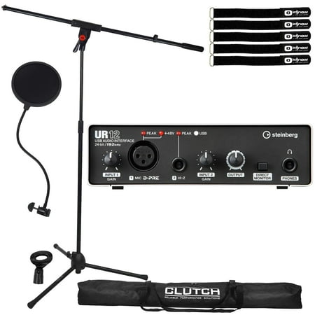 Steinberg UR12 2x2 USB 2.0 Audio Interface with Microphone Boom Stand Package