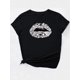 thumbnail image 3 of Camisetas de verano para mujer, manga corta, cuello redondo, casual, lindo, con gráficos, camisetas básicasWomen's Black Diamond Lip Print Casual Crew Neck Short Sleeve T-Shirt - Stylish Graphic Tee, 3 of 7