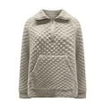 thumbnail image 4 of Women's Fall Quilted Sweatshirt Casual Quarter Zip Collared Pullover Tops Long Sleeve V Neck Sweatshirts, 4 of 6