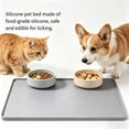 thumbnail image 2 of Silicone Cat and Dog Food Mat for Floors,Waterproof and Non-Slip Silicone Pet Bowl Mats with Raised Edge,Spill Proof Pet Placemat for Messy Drinkers to Protect Floors,Grey, 2 of 5