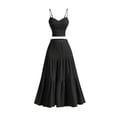 thumbnail image 2 of Jaimenalin Womens 2 Piece Maxi Skirt Sets Crop Top Ruffle Hem Flowy Midi Skirt Vacation Going Out Outfits Black S, 2 of 8