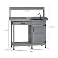 thumbnail image 3 of Outdoor Potting Bench with Sink - Garden Workstation Table with Drawer & Storage - Gray Fir Wood - Greenhouse, Patio, Yard - 44.5" L x 18.7" W, 3 of 9