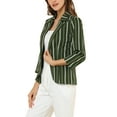 thumbnail image 5 of Allegra K Women's Striped 3/4 Sleeves Open Front Blazer, 5 of 7