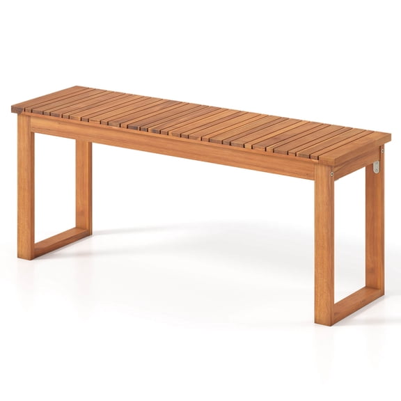 Costway 1 PCS Acacia Wood Outdoor Garden Bench with Slatted Seat 800 lbs Capacity for Front Porch