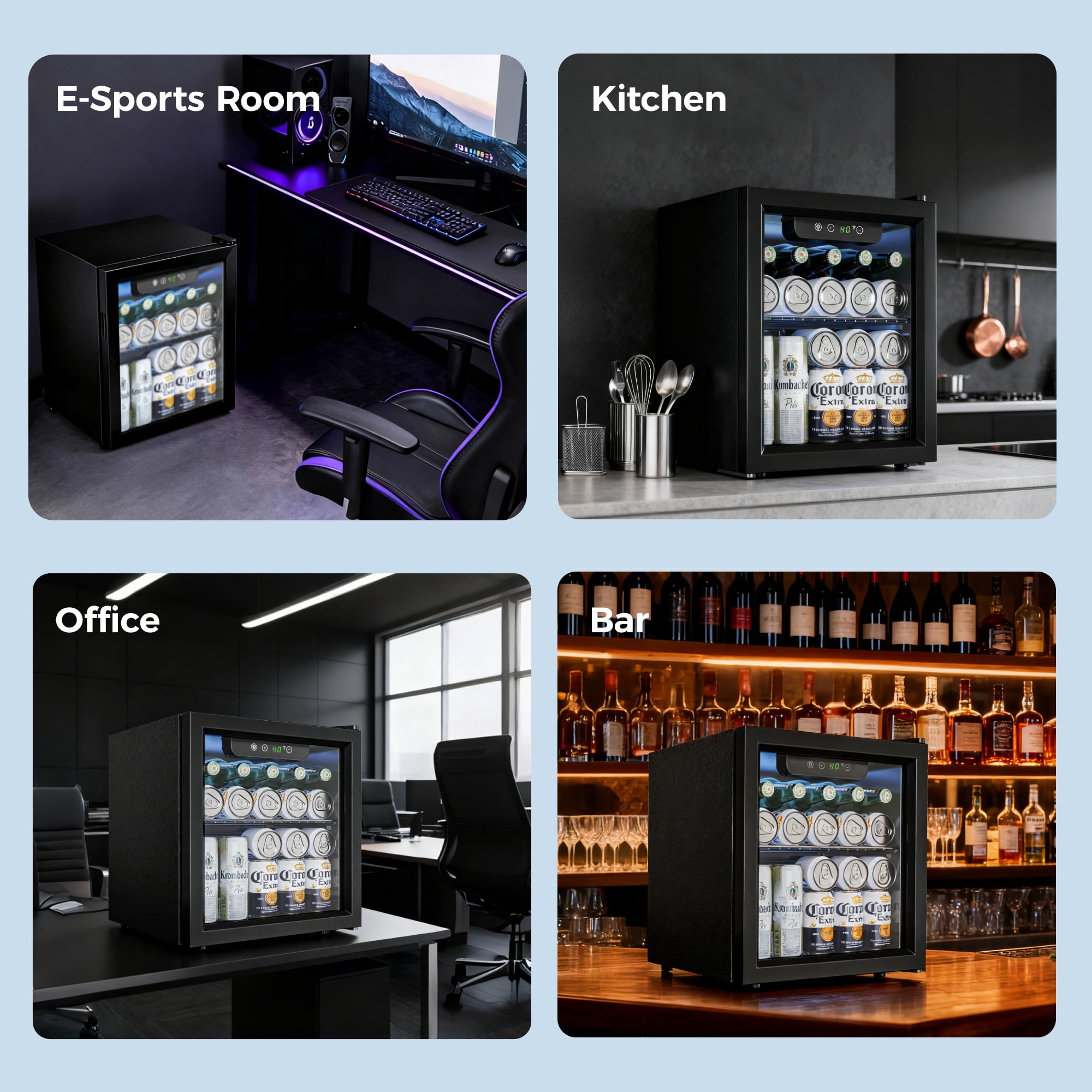 Simzlife 55 Cans Mini Beverage Refrigerator & Portable Beverage Cooler with Glass Door, Mini Fridge for Home/Office/Bar,Black