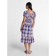 thumbnail image 3 of Time and Tru Women's Smocked Cotton Peasant Midi Dress, Sizes XS-XXXL, 3 of 5