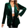 thumbnail image 2 of jsaierl Women Velvet Blazer One Button Slim Fit Fashion Lapel Comfy Office Jacket Coat Suit for Party, 2 of 7