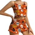 thumbnail image 2 of LIZUOJUN Halloween Pajamas For Women Set Pumpkin Print Camisole Top Shorts Set Spaghetti Strap Drawstring Waist Soft Breathable Lightweight Loungewear Home Pajamas - S, 2 of 4