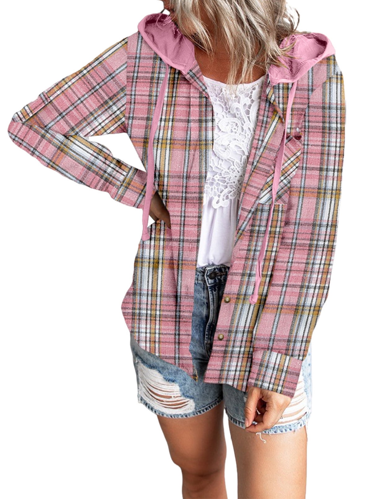plaid hoodie womens