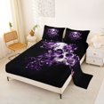 thumbnail image 2 of Feelyou Romantic Skull Rose Queen Sheets, Boho Purple Butterfly Queen Sheet Sets, 4pcs, 1 Flat Sheet, 1 Fitted Sheet and 2 Pillowcases, 2 of 5