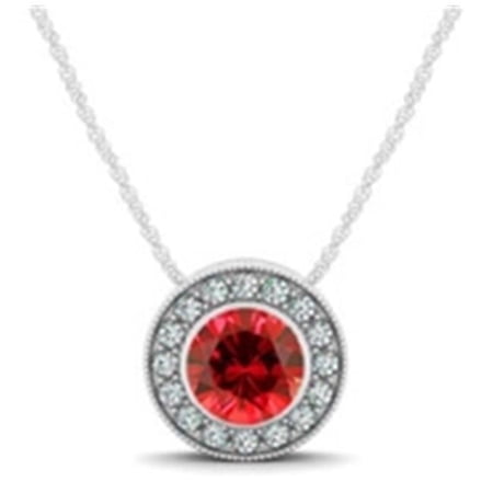 P31371RB .50-14W G-VS-2 14K White with Round Pendants, Natural Rubilite - 0.37ct