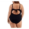 thumbnail image 3 of BECCA ETC Trendy Plus Size Fine Line One-Piece Swimsuit, Black, 1X 16-18, 3 of 3