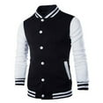 thumbnail image 4 of NKZNKZ Varsity Jacket Men Men's Baseball Jacket Outerwear Jackets High School Letterman Bomber Style Baseball Jackets For Men BLACK L, 4 of 8
