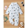 thumbnail image 3 of Michellecmm Baby Boys Autumn Jumpsuit Long Sleeve Lapel Carrot/Cactus Print Button Up Romper, 3 of 9