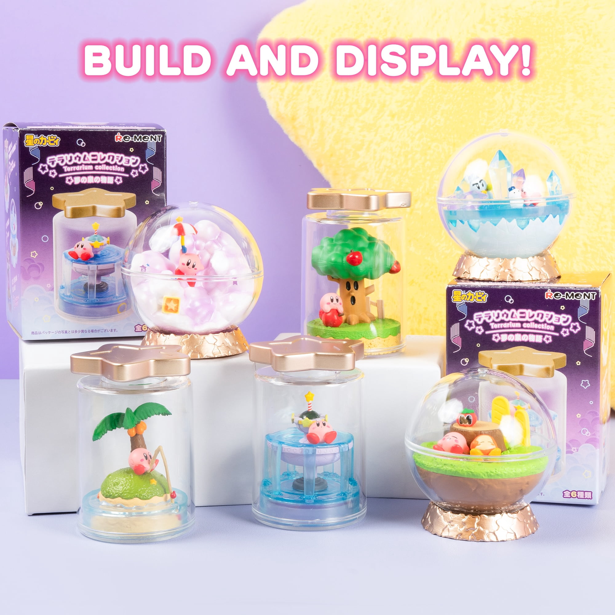 Hamee RE-MENT Kirby Blind Box Miniature Figure Set for  Birthday Gift, Party Favor, Collectible Toy (Kirby Terrarium Collection: Story of Fountain of Dreams) – 6 Pc. (Full Set)
