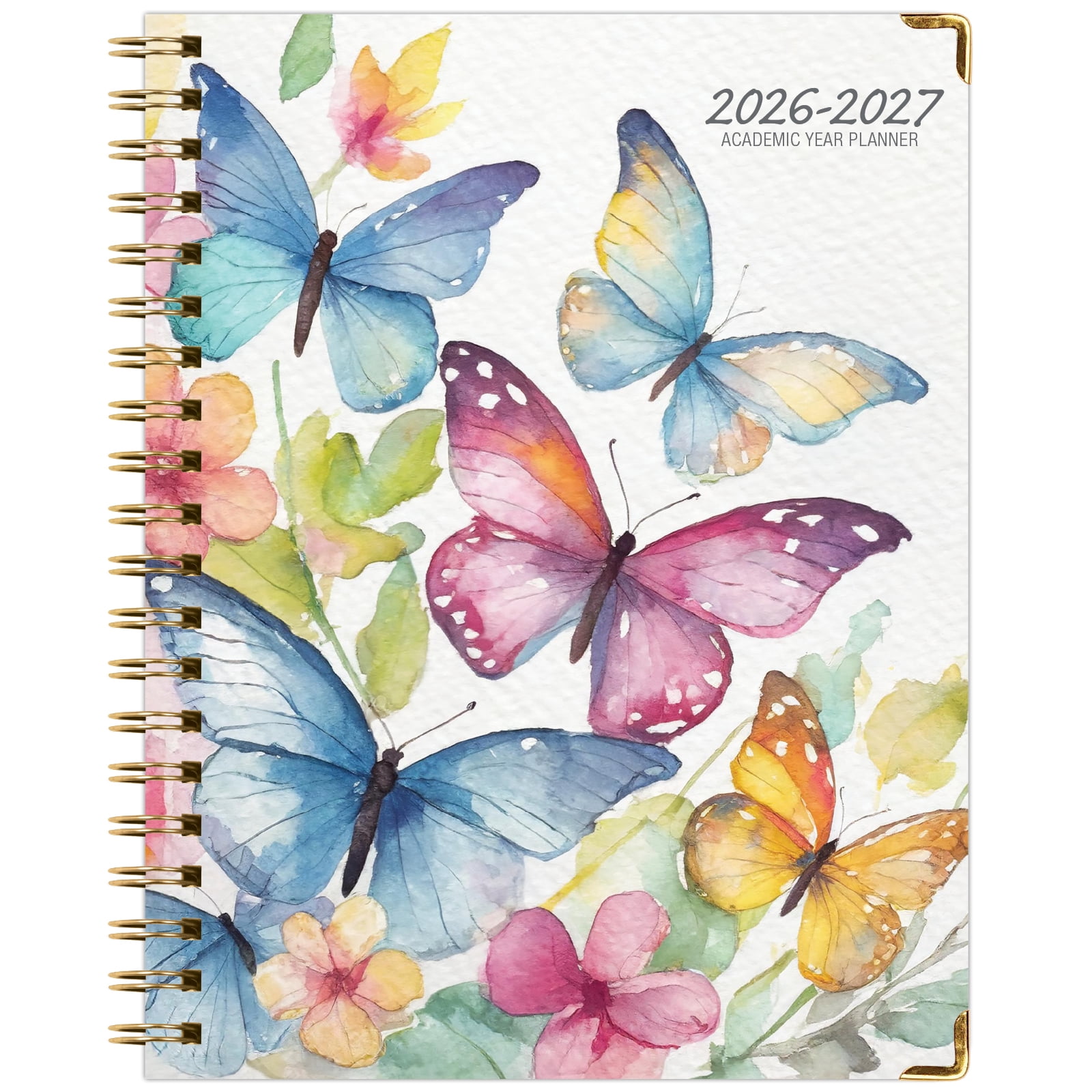 Excello Brands Hardcover AY 2026-2027 Fashion Planner - 8.5"x11" (Watercolor Butterflies)