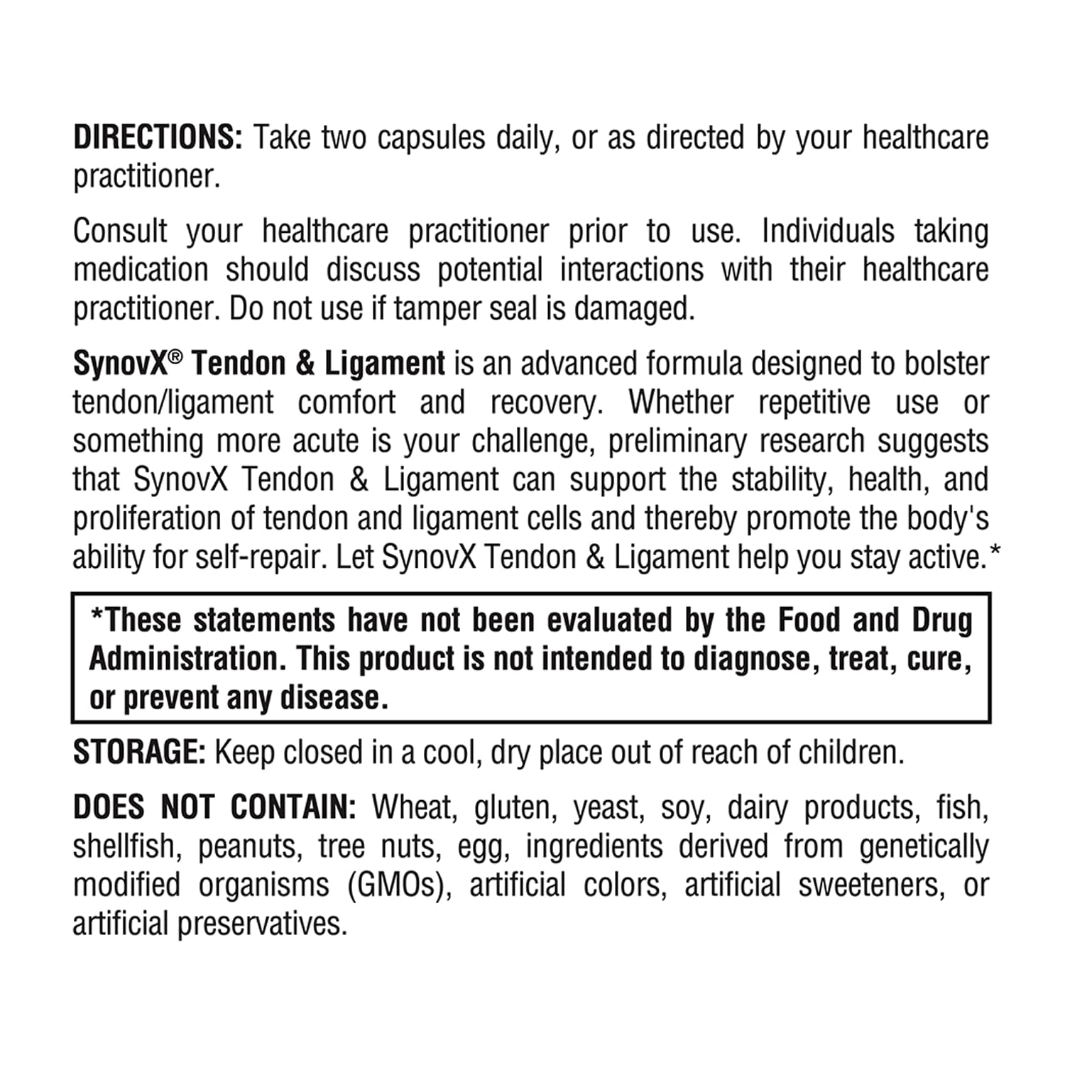 XYMOGEN SynovX Tendon & Ligament - Supports Tendon & Ligament Comfort - Supports Cellular Self-Repair - Mucopolysaccharides & Type I Collagen - 60 Capsules