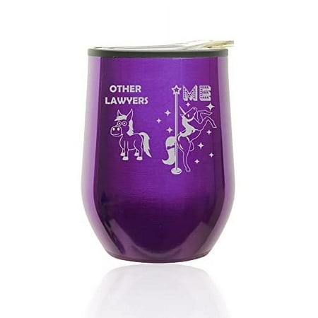 

Stemless Wine Tumbler Coffee Travel Mug Glass with Lid Lawyer Superstar Unicorn Funny (Royal Purple)