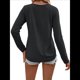 thumbnail image 3 of Camisetas de Verano con Cuello en V para Mujer, Estilo Informal, Tipo Túnica con Botones y Cuello Henley Negro XXL, 3 of 7