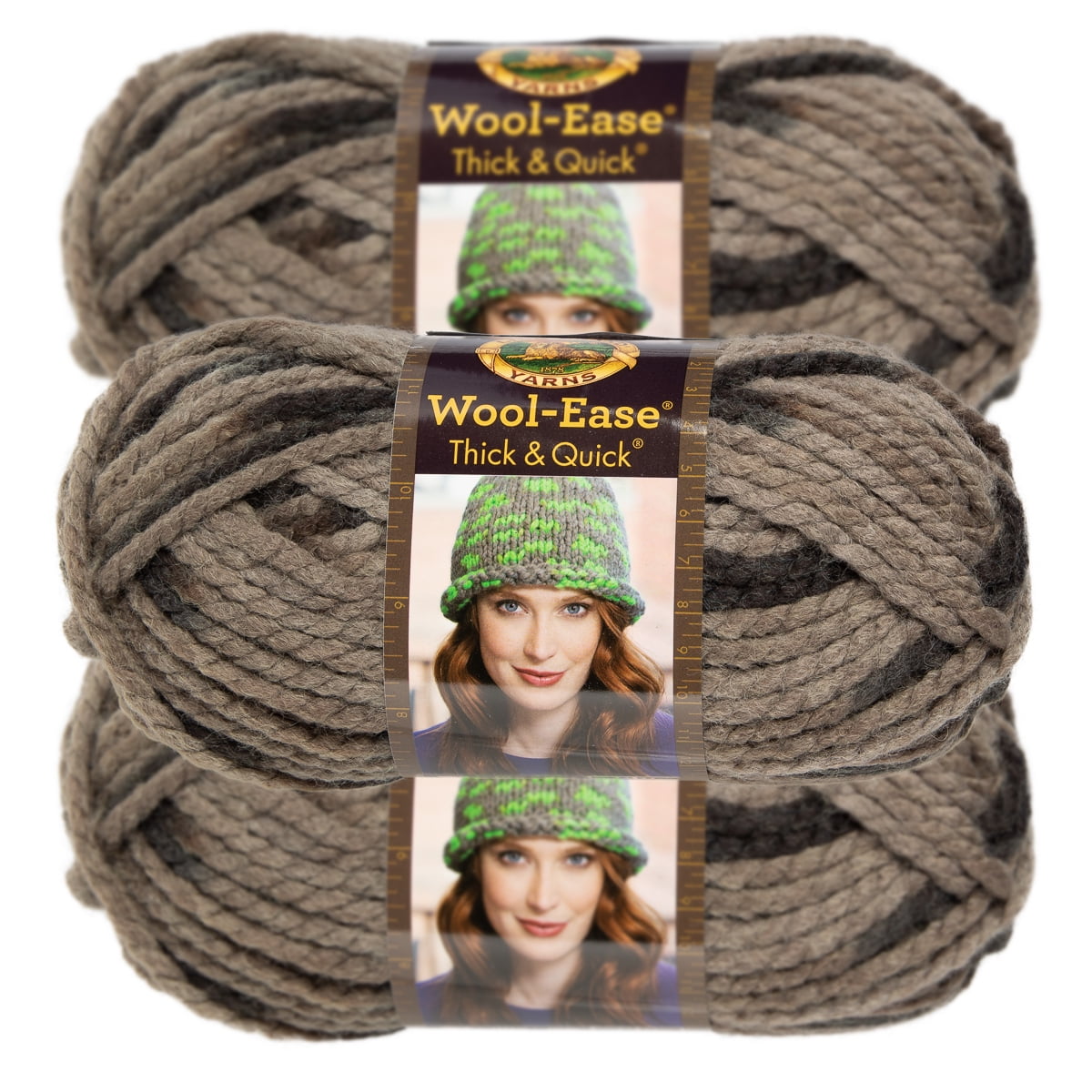 2 Lion Brand Wool-Ease Thick /& Quick 6 Super Bulky 519 Raven Washable Yarns