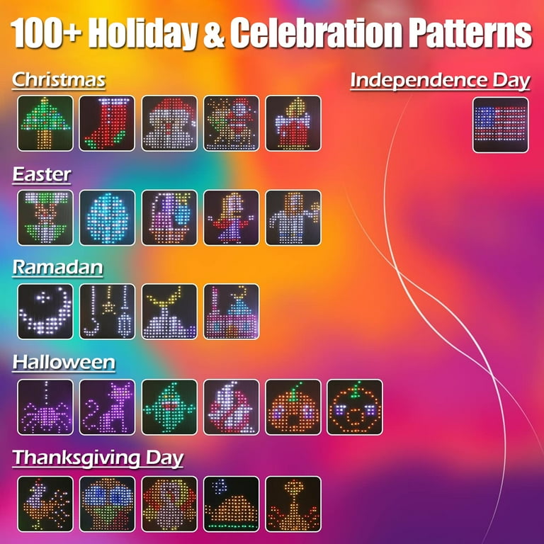 IC ICLOVER Smart Curtain Lights 6.6x6.6Ft, 400 LED Color Changing Wall Lights, APP & Remote Control, Dynamic DIY Curtain String Lights Waterproof for Bedroom Halloween Christmas Backdrop Decor