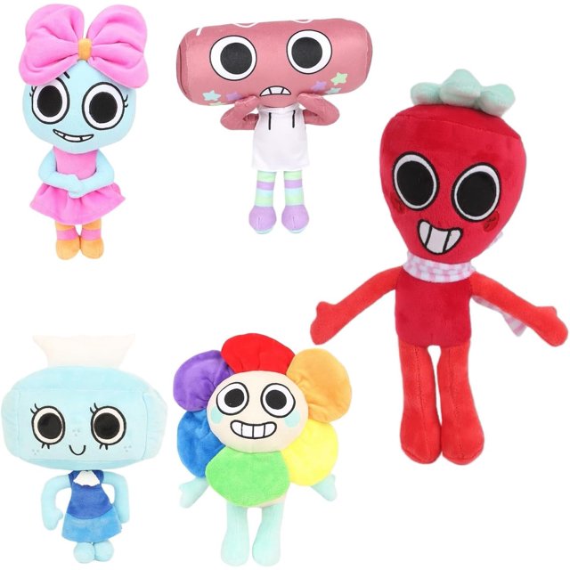 Juego de peluche Dandy's World, juguete de peluche de guijarros para regalo de fanáticos, almohada de peluche suave para decoración del dormitorio de los niños en el hogar,5 Pcs
