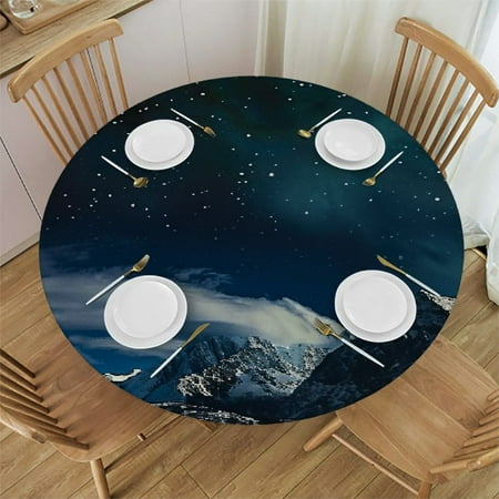 

Patifu Stars Round Table Cover Stain Resistant and Washable for Indoor Outdoor Tablecloth Kitchen Dining Wedding Parties 100% Polyester Waterproof Fabric 46 -50