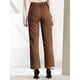 thumbnail image 5 of INSPIRE CHIC Pantalones a cuadros casuales para mujer, bolsillos, pierna recta, trabajo, oficina, pantalones Marrón oscuro negro XL, 5 of 6